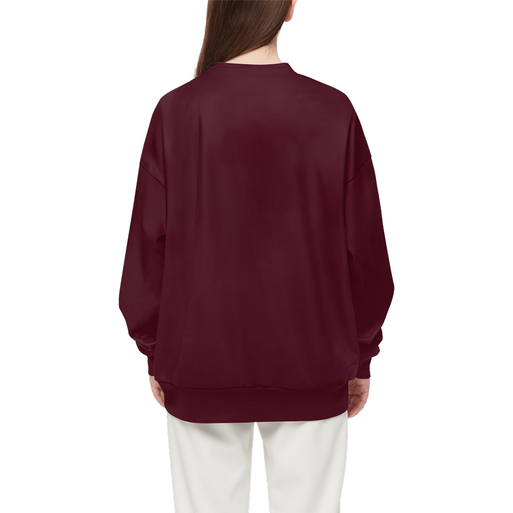 Women's Relaxed Fit Crewneck Sweatshirt-Super Heavy 375g - Burgundy