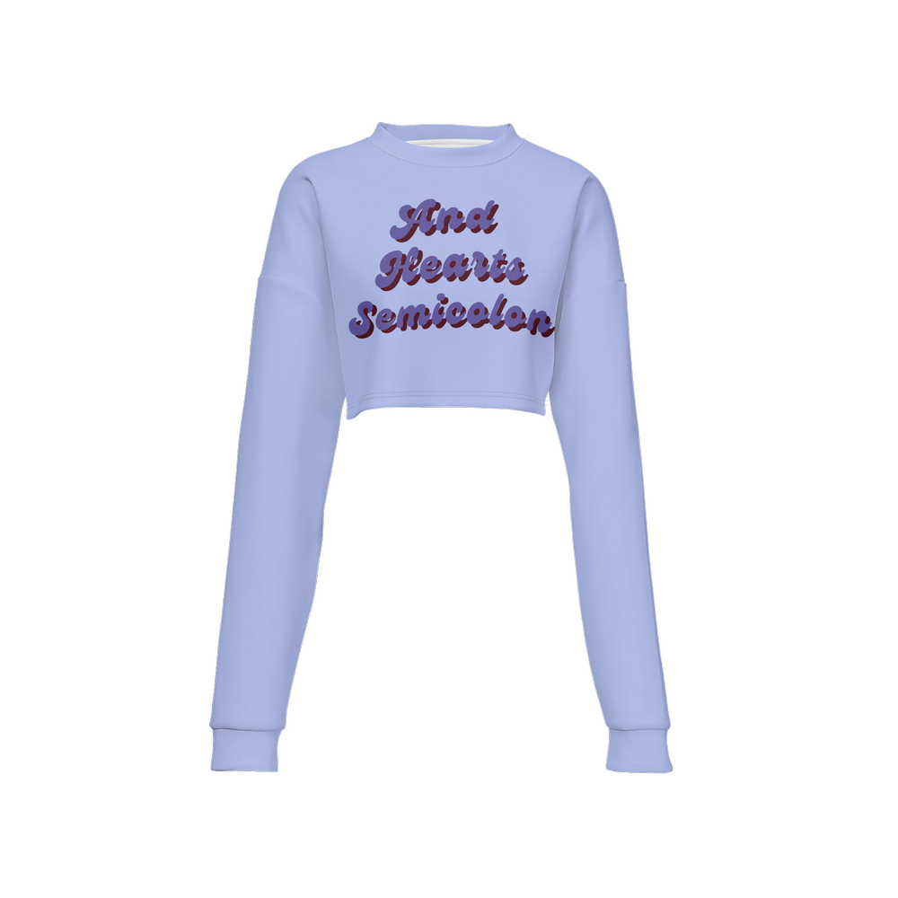 Women's Cropped Crewneck Sweatshirt-Techno Scuba Knit - Periwinkle