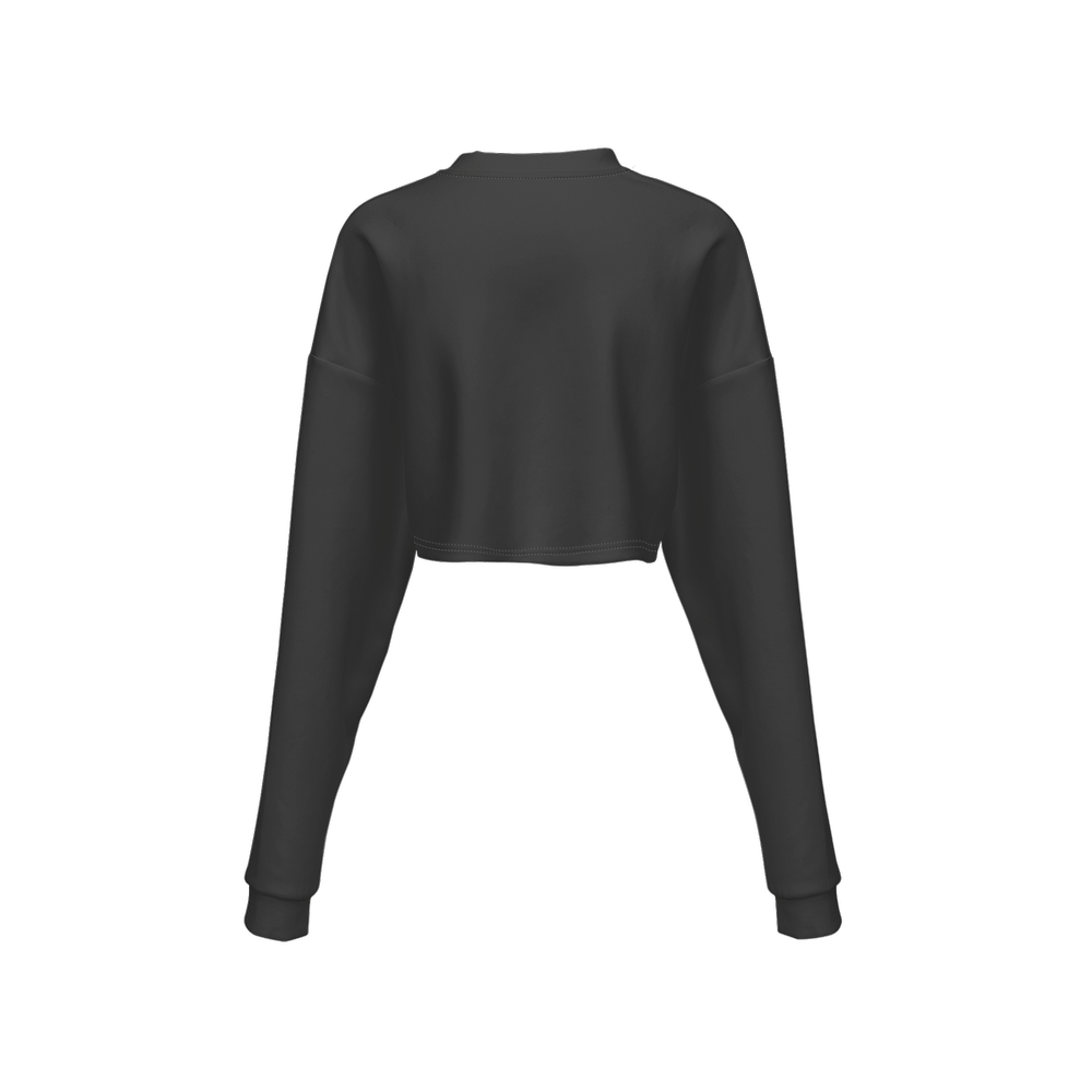 Women's Cropped Crewneck Sweatshirt-Techno Scuba Knit - Charcoal
