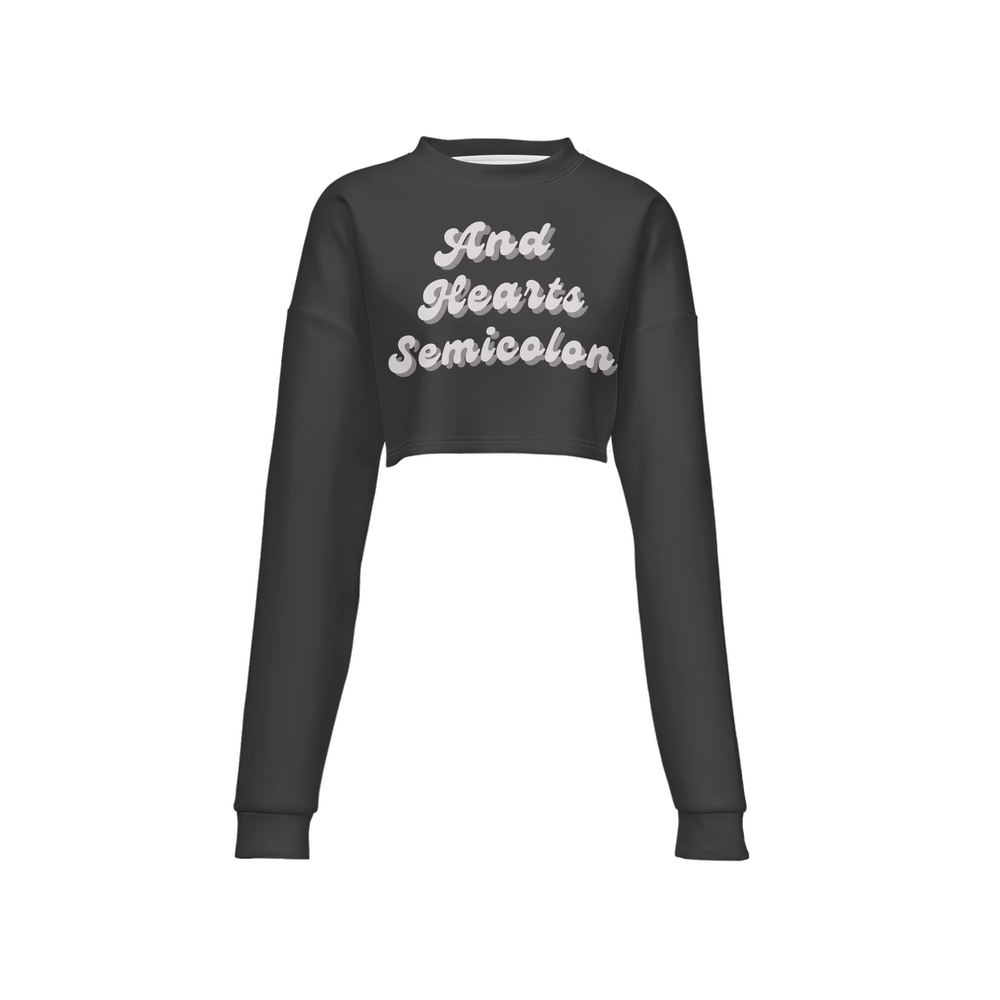 Women's Cropped Crewneck Sweatshirt-Techno Scuba Knit - Charcoal