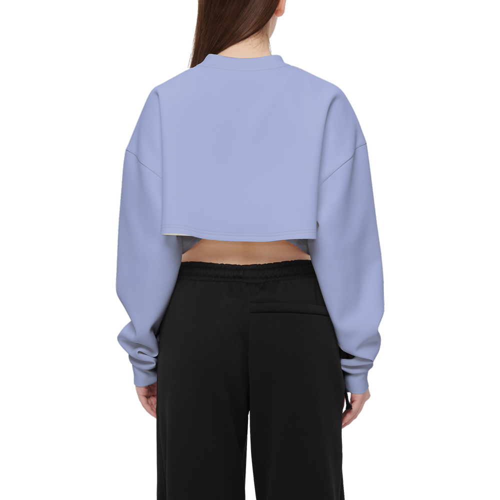 Women's Cropped Crewneck Sweatshirt-Techno Scuba Knit - Periwinkle