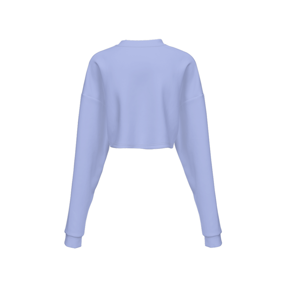 Women's Cropped Crewneck Sweatshirt-Techno Scuba Knit - Periwinkle