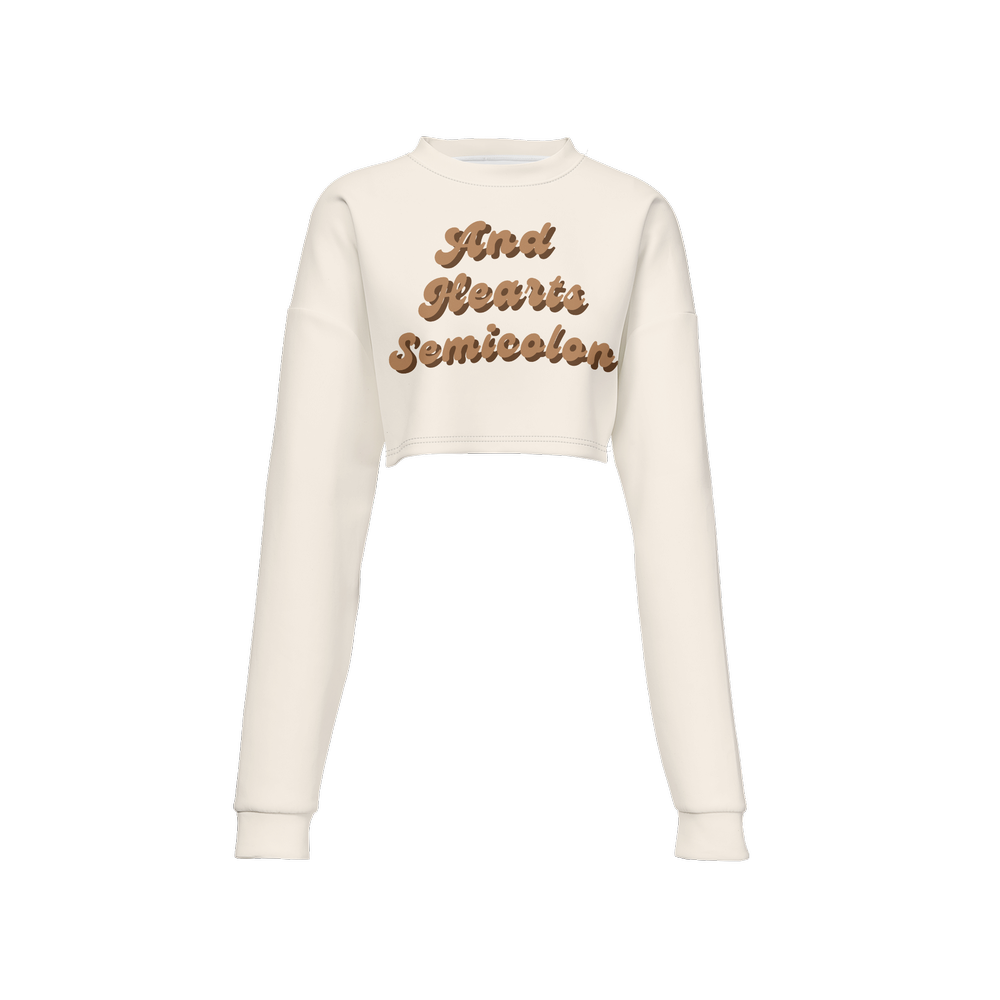 Women's Cropped Crewneck Sweatshirt-Techno Scuba Knit - Sand Dune