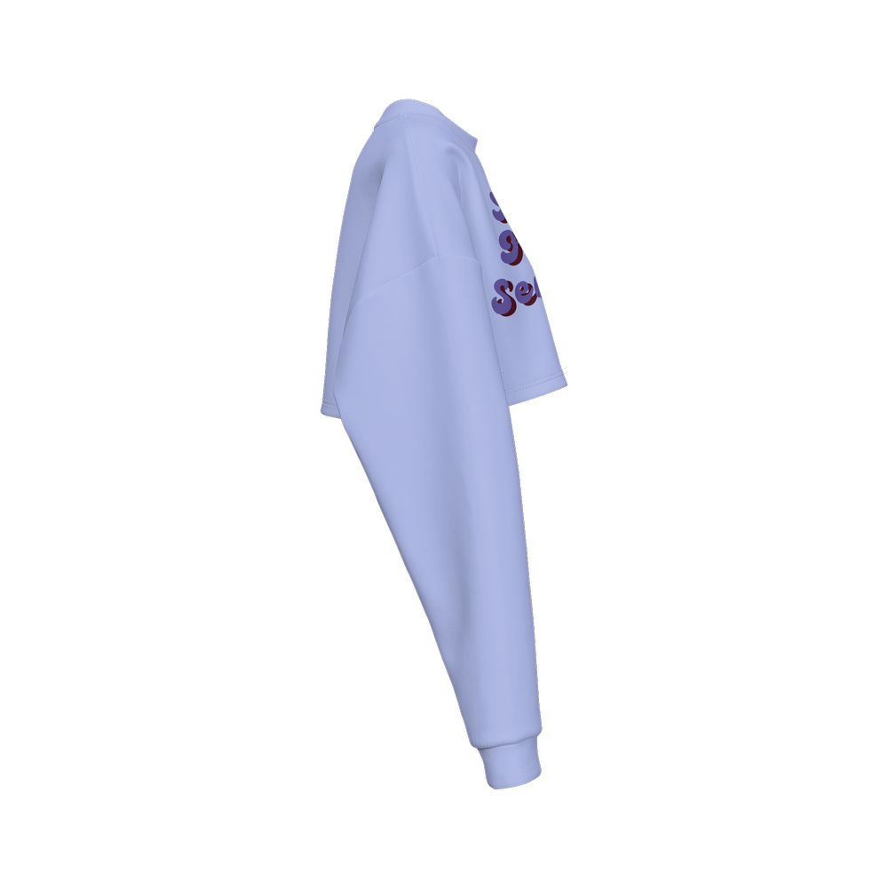 Women's Cropped Crewneck Sweatshirt-Techno Scuba Knit - Periwinkle
