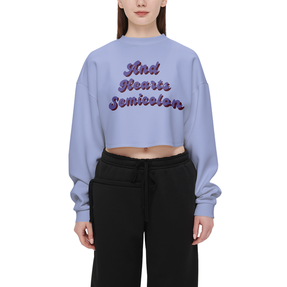 Women's Cropped Crewneck Sweatshirt-Techno Scuba Knit - Periwinkle