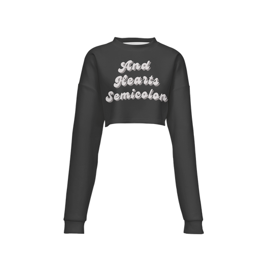Women's Cropped Crewneck Sweatshirt-Techno Scuba Knit - Charcoal