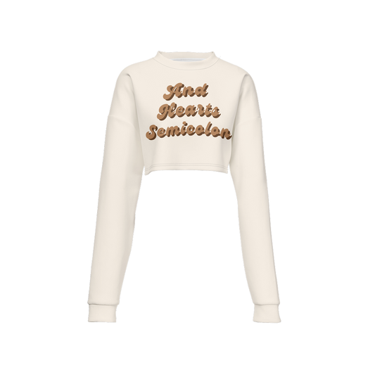 Women's Cropped Crewneck Sweatshirt-Techno Scuba Knit - Sand Dune